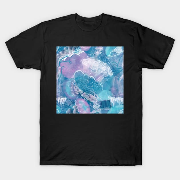 Closely Clustered Jellies Coral Blue T-Shirt by MSBoydston